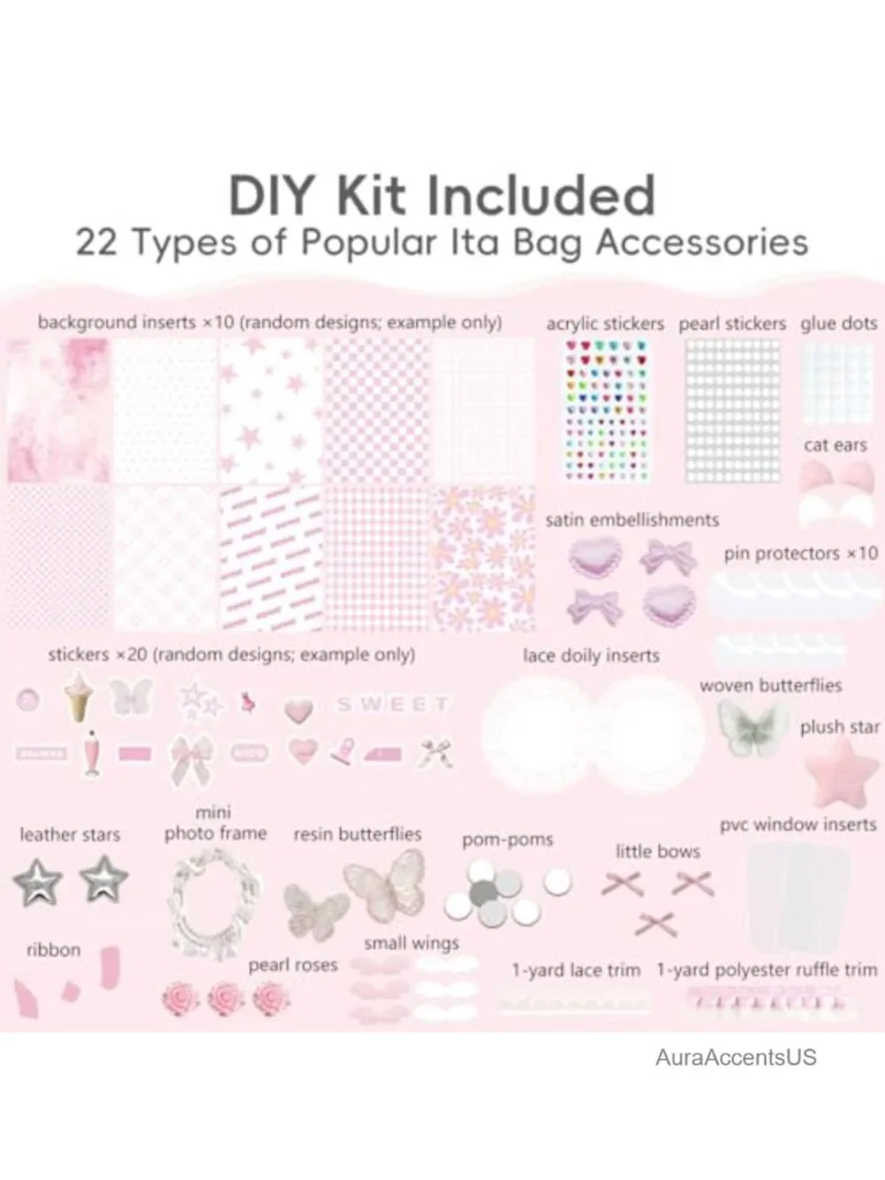 Ita Bag with DIY Accessory Kit - Clear Window Kawaii Lace Crossbody Bag with